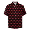 Erkekler Sıradan Gömlek Kırmızı Polka Dotlar Gömlek Retro Baskı Plajı Gevşek Yaz Vintage Bluses Kısa kollu grafik büyük boy giyim