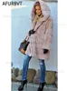 Winter Women High Quality Faux Rabbit Fur Coat Luxury Long Fur Coat Loose Lapel OverCoat Thick Warm Female Plush Coats Black T230808