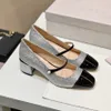 Instep Leather strap Mary Jane heels pumps shoes women dress Shoes Designer Sandals Women's Heels 4.5CM Low heel Office Workplace Party Wedding Shoes with Box 35-42