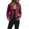 Femmes veste d'hiver en cuir femme veste 2019 mode femmes dames rétro Rivet Zipper Up Bomber veste manteau décontracté Outwear coupe-vent T230808