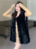 Femmes fausse fourrure gilets femmes 2023 automne hiver coréen élégant solide artificiel sans manches veste femme mi-longueur gilets