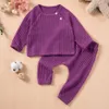 Kläder sätter spädbarnsflicka pojke passar godisfärg escent baby tops byxor 2 st.