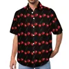 Chemises décontractées pour hommes Chemise de fruits cerises rouges Imprimé à pois Plage Blouses à la mode d'été amples Blouses à manches courtes imprimées Tops surdimensionnés