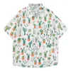 Men's Casual Shirts 2023 Summer Male Hawaiian Shirt Designer Men Cactus Full Print Tropical Plant Short Sleeve Blouse Daily Camisas