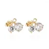 Stud Earrings Love & Annie Cherry Blooms Flowers For Women Fashion Fruit Gold Color CZ Lady