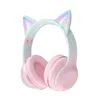 Headphones Wireless Bluetooth Headhands Noise-cancelling headwear Earphone for Cell phone Cat Ear Cartoon Gradient Color Cool