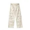 Men s Pants Street White Multi pocket Overalls Harajuku Style Loose Casual Trousers Straight Mopping Autumn 230808