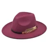 Wide Brim Hats Bucket Autumn And Winter Trendy Simple Wool Felt Big Hat Men Women Woolen Chain British Style Classic Retro Jazz 1pcs 230808