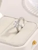 2023 Koreaanse Editie Nieuwe Zirkoon Ring Six Claw Diamond Ring Eenvoudige Mode Ring Vrouwelijke S925 Zilveren Mosang Diamond Design Sense