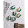 Stud yhpup zielony szkliwa cZ kryształowe stalowe stalowe kolczyki u kształt geometryczny impreza kobiet moda urok biżuterii bijoux 230807