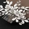 Trendy Alloy Rose Gold Silver Cristais Bridal Headpieces Pentes de Cabelo em Forma de Flor Acessórios de Cabelo Feminino para Festa de Formatura Casamento Noivado Headwear CL1666