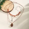Chaîne de corde en couches avec collier pendentif arbre/pierre pour femmes perles de pierre à la mode tour de cou sur le cou 2023 accessoires de bijoux de mode