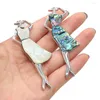 Pendant Necklaces 5PCS Wholesale Natural Shell Abalone Female Butterfly Brooch 28x75mm For Jewelry Making DIY Accessories Charm Gift