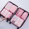 Borsoni 7 pezzi/set Organizer per valigie Cerniera impermeabile Vestiti Cosmetici Scarpe Articoli da toeletta Borsa da viaggio portatile