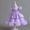 Robes fille filles Gress 3-12T enfants manches bulle robe bouffante Sequin robe de bal fête de mariage pour filles anniversaire princesse