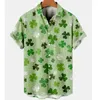 Chemises décontractées pour hommes chemise hawaïenne 3d impression d'herbe chanceuse vêtements de haute qualité été à manches courtes plage fête sweat hauts t-shirt