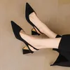 Dress Shoe Pumps Black High Heels Shoes Sandals Summer Party Sexy Thick Mules Slippers Ladies Wedding Zapatos 230807