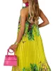 Abiti casual Abito da donna senza maniche con stampa floreale e orlo a balze - Boho Beach Midi Sundress For Vacation