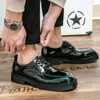 2023 New Fashion Square Toe Mens Dress Shoes Platform Scarpe in pelle per uomo Lace-up Party Oxford scarpe Uomo Mirror Luxury Shoes