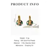 Hoop Earrings Peri'sbox Gold Plated Colorful Enamel Floral Leaf Charm Huggie For Women Vintage Cloisonne Jewelry Stainless Steel