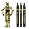 ペインティングペン23pcs電気めっきゴールドとシルバーミラーマーカーペン反射金属クロムマルチサイズ油性カーモデル充填ペイント230807