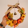 Other Event Party Supplies Halloween Wreath Plastic Pumpkin Maple Leaf Bell Garland Thanks Giving Day Halloween Hanging Decoration Thanksgiving Wreath 230808