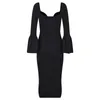 Sukienki swobodne Elegancka biała dzianina sukienka Sweter Kobieta jesień zima Bodycon Midi Christmas Black Femme