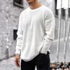 Herrtröjor Autumn Men's Loose O-Neck Sweaters Pullovers Male Casual High Street White Black Sticked tröja Knitwear M-3XL 230807