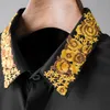 Camicie da uomo tinta unita Minglu Camicie da uomo casual a maniche lunghe con fiori reali di lusso Camicie da uomo taglie forti 4xl Slim Fit