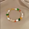 Braccialetti di collegamento Braccialetto di lusso di perle naturali estive per le donne Moda Braccialetti con perline di pietra di cristallo colorato Accessori per gioielli