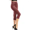 Pantaloni da donna Leggings in denim elasticizzato slim ritagliati da donna Jeans finti Legging Fashion Fitness Vita alta