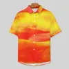 Camisas casuais masculinas Fire Water Camisa solta Mens Vacation Abstract Print Hawaii Graphic manga curta Blusas vintage grandes