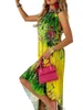 Abiti casual Abito da donna senza maniche con stampa floreale e orlo a balze - Boho Beach Midi Sundress For Vacation