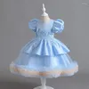 Girl Dresses Girls 'Gress 3-12T Barn Bubble Sleeve Puffy Dress Sequin Ball Gown Wedding Party For Girls Birthday Princess