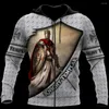 Мужские толстовины 3d полная печатная рыцарь Templar Templar Spring Awumn Men Men Hoodie Unisex Luxury Harajuku Stuphirt Casual Casual куртки.