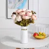 Fleurs décoratives réaliste Vintage Faux pivoine fleur de soie mariage décor à la maison 2 Pack (rose clair) bébé S souffle artificiel