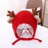 Berets Kids Antler Winter Warm gebreide wollen hoed Kerst unisex beanie caps earmuffs meisjes hoeden bonnetten groothandel