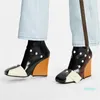 Designerski mieszany kolor z tyłu zamek błyskawicznych buty Nike Kwadratowe palce buty na wysokim obcasie dla kobiet obcasy modowe