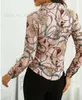 Женская блузская мода уличная одежда панели с контрастной цветовой цепочкой распечатки для печати женские рубашки осень с длинным рукавом отворотный галстук сексуальные рубашки T230808