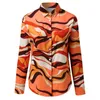 Kvinnor BLOUSES Kvinnor WAVY PRINT KLÄDER SOMMER 2023 SALE SINGLE BREASTED Långärmad skjorta randig Lapel Cardigan Topps Roupas Feminina