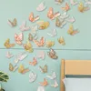 Adesivos de parede dupla camada rosa oco borboleta 3D simulação decorativa Butterfies festival de casamento decoração de casa 20 PCS 230808