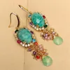 Dangle Earrings KKGEM 12x17mm Natural Green Amazonite Multi Color Crystal Drop Hook