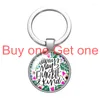 Keychains Flower Smile Dream Words Glass Cabochon Keychain Bag Car Key Chain Ring Holder Charms Silver Color For Men Women Gifts