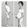 Maternity Dresses Dvotinst Women Photography Props Maternity Slim Dresses Elegant Off-shoulder Pregnancy Dress Studio Photoshoot Photo Clothes HKD230808