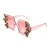 Sunglasses Mosengkw Luxury Colorful Crystal Women Square Oversized Fashion Trendy Shade Eyewear
