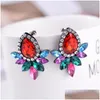 Stud Küpeler Lubov Tatlı Metal Taşlı Kadınlar için Kulaklar Noel Partisi Moda Rhinestone Akrilik Hediye Takı Drop de Dhgarden DH3WW