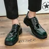 2023 New Fashion Square Toe Mens Dress Shoes Platform Scarpe in pelle per uomo Lace-up Party Oxford scarpe Uomo Mirror Luxury Shoes