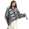 Scarves 2023 Spring And Autumn Ethnic Style Black White Ink Shawl Women's Sunscreen Cloak Dali Travel Wear