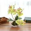 Dekorativa blommor 3branch Artificial Orchid Flower Potted Plants Silk Phalaenopsis Foam Leaf Plastic Vase Fake Garden Home Decor Bonsai