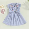 Robes de fille Ma Baby Gaun Anak Perempuan Balita 3-7y Gaun Bergaris Motif Floral Tanpa Lengan pour Anak Perempuan Musim Panas